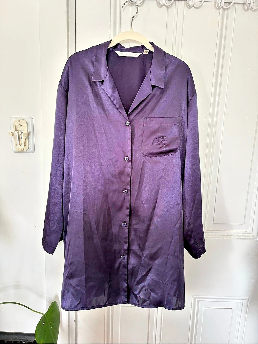 Victoria's Secret Purple Long Sleeve Button Front Nightgow